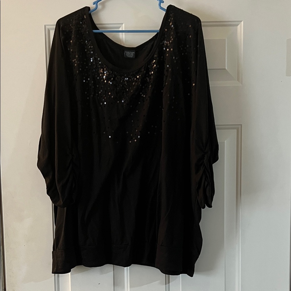 Faded Glory Black Sequin Blouse